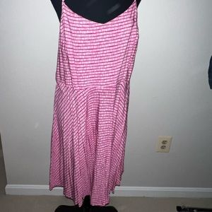 💕 Women’s Old Navy Pink White Striped Spaghetti Strap A-line Dress Size XXL